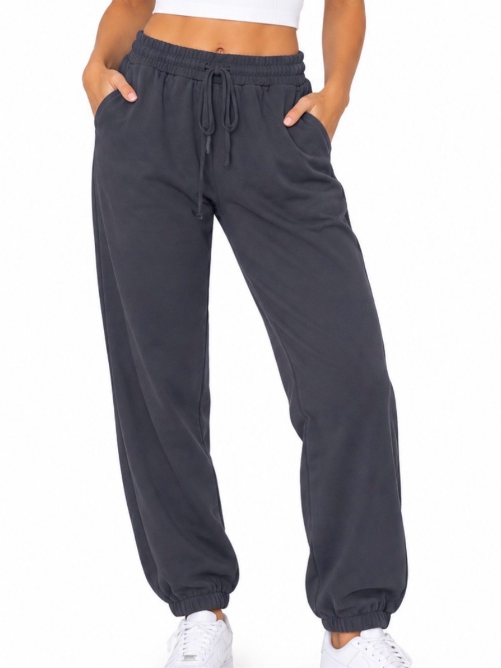J. Crew Black Drawstring Jogger Pants Elastic Waist & Cuffs lightweight SZ MD